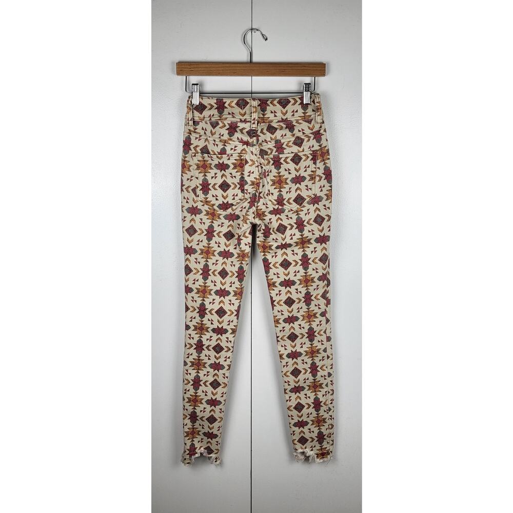 NWOT Free People We The Wild Child Printed Skinny Jeans Raw Hem | Size 25 - Picture 3 of 15